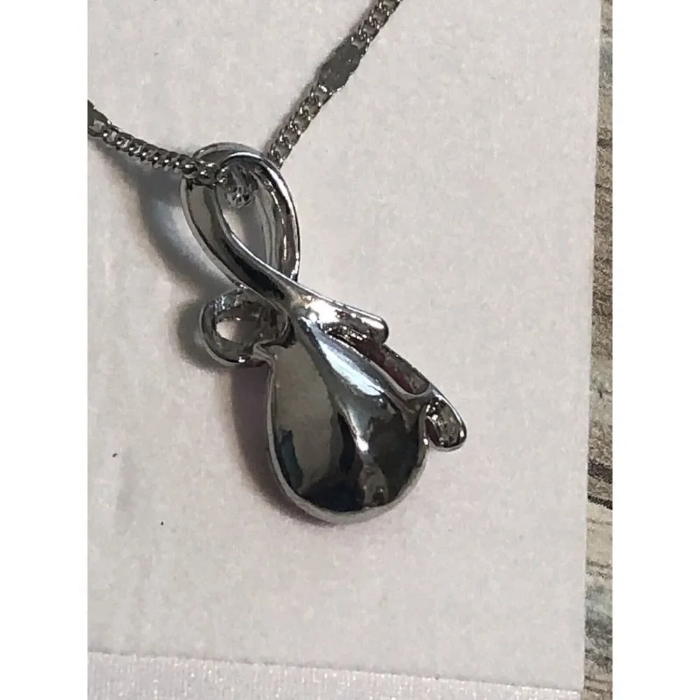 Teardrop Pendant Bright Pink Crystal‎ Necklace Rhinestones 16